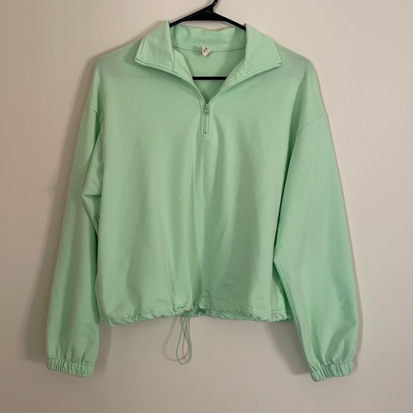 Dolls Kill Tops - Dolls Kill Neon Green Quarter Zip